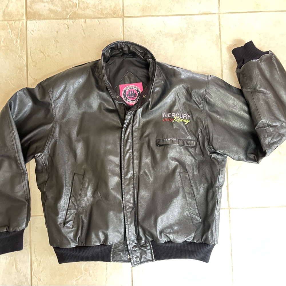 Men’s Black Leather Bomber Jacket